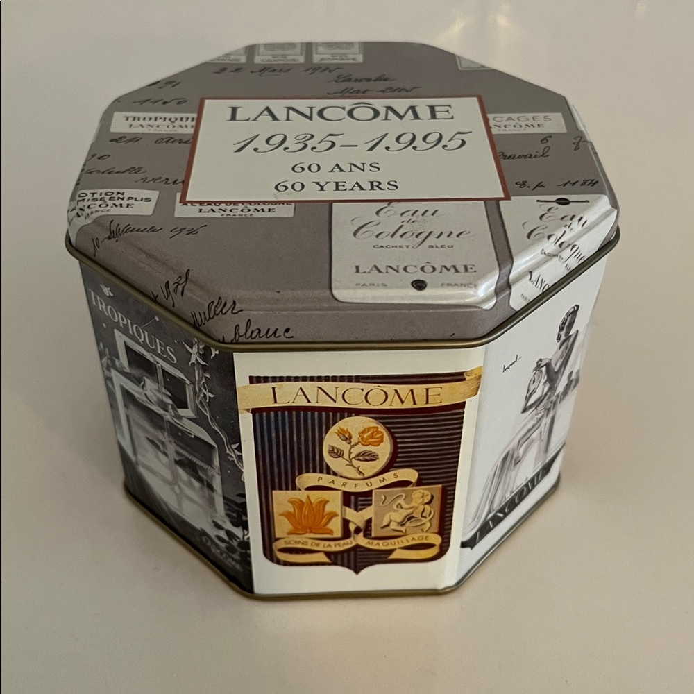 VINTAGE Lancome 60th Anniversary 1995 Commemorative Octagonal Tin Home Decor